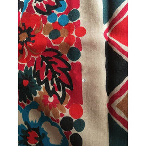 Vintage 70s 80s Varuna Wool Liberty Of London Large Scarf, Shawl, Wrap, Red, Black, Taupe, Turquoise, Possibly Collier Campbell-Scarves-Brand Spanking Vintage