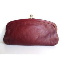 Load image into Gallery viewer, Vintage 70s Burgundy Red Leather Simple Clutch Bag w/ Gilt Clasp-Vintage Handbag, Clutch Bag-Brand Spanking Vintage
