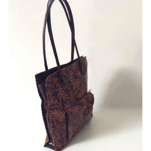 Vintage 70s Iconic Large Tooled Leather Tote Bag In Maroon And Orange-Vintage Handbag, Large Handbag-Brand Spanking Vintage