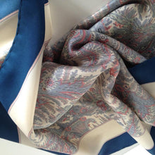 Load image into Gallery viewer, Vintage 70s Large Silk Scarf In Delicate Shades Of Blue/Pink On A Cream Background By Liberty Of London-Scarves-Brand Spanking Vintage
