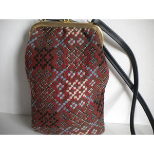 Vintage 70s Rare Shape Welsh Wool Tapestry Handbag w/ Long Strap-Vintage Handbag, Dolly Bag-Brand Spanking Vintage
