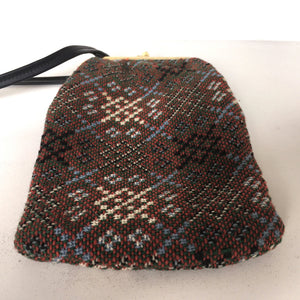 Vintage 70s Rare Shape Welsh Wool Tapestry Handbag w/ Long Strap-Vintage Handbag, Dolly Bag-Brand Spanking Vintage