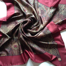 Load image into Gallery viewer, Vintage 70s Unused Large Liberty Silk Scarf In Collectable&#39; Hera&#39; Design In Wine/Gold/Green-Scarves-Brand Spanking Vintage

