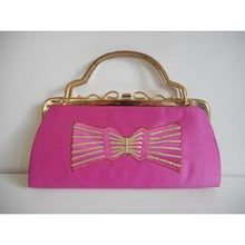 Load image into Gallery viewer, Vintage 70s Unused Shocking Pink Raw Silk Evening/Occasion Bag w/ Optional Long Chain-Vintage Handbag, Evening Bag-Brand Spanking Vintage
