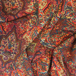Vintage 80s Large Liberty Varuna Wool Wrap/Shawl In Classic Paisley Design In Rich Red, Blue, Green And Gold-Scarves-Brand Spanking Vintage