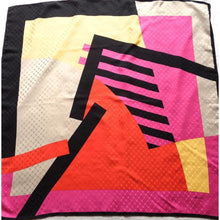 Load image into Gallery viewer, Vintage 80s Large Silk Scarf In Black/Fuchsia/Red/Yellow By Sevini Made In Germany-Scarves-Brand Spanking Vintage
