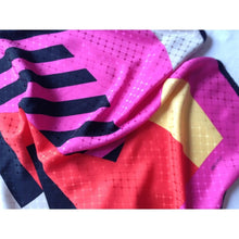 Load image into Gallery viewer, Vintage 80s Large Silk Scarf In Black/Fuchsia/Red/Yellow By Sevini Made In Germany-Scarves-Brand Spanking Vintage
