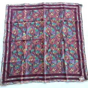 Vintage 80s Silk Crepe Scarf By Jaeger w/ Collier Campbell 'Tapestry Rose' Design In Burgundy, Cream, Green And Blue Made In Italy-Scarves-Brand Spanking Vintage