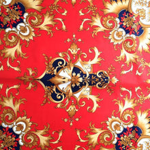 Load image into Gallery viewer, Vintage Fine Silk Scarf In A Scarlet, Navy And Gold Heraldic Design-Scarves-Brand Spanking Vintage

