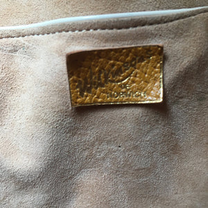 SOLD Vintage leather bag In Classic Twin Handled Bag by Waldybag In Stone/Beige Leather w/ Matching Purse And Original Mirror-Vintage Handbag, Kelly Bag-Brand Spanking Vintage