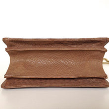 Load image into Gallery viewer, Vintage Handbag/Shoulder Bag w/ Long Gilt Chain Handles In Taupe Genuine Ostrich Skin-Vintage Handbag, Exotic Skins-Brand Spanking Vintage
