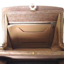 Load image into Gallery viewer, Vintage Handbag/Shoulder Bag w/ Long Gilt Chain Handles In Taupe Genuine Ostrich Skin-Vintage Handbag, Exotic Skins-Brand Spanking Vintage
