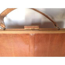 Load image into Gallery viewer, Vintage Large Classic Caramel Lizard Skin Handbag By Mappin &amp; Webb-Vintage Handbag, Large Handbag-Brand Spanking Vintage
