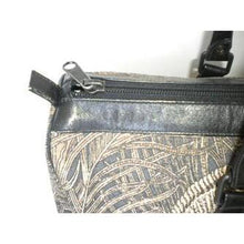 Load image into Gallery viewer, Vintage Large Leather And Canvas, Tapestry Effect Fabric Holdall In &#39;Hera&#39; Peacock Feather Design By Liberty of London-Vintage Handbag, Large Handbag-Brand Spanking Vintage
