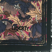 Load image into Gallery viewer, Vintage Liberty Of London Varuna Wool Scarf In Art Nouveau Poppy Design In Brown, Taupe, Black And Ivory On A Fuchsia Background-Scarves-Brand Spanking Vintage
