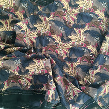 Load image into Gallery viewer, Vintage Liberty Of London Varuna Wool Scarf In Art Nouveau Poppy Design In Brown, Taupe, Black And Ivory On A Fuchsia Background-Scarves-Brand Spanking Vintage
