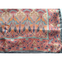Load image into Gallery viewer, Vintage Large Silk Scarf By Liberty Of London In &#39;Ianthe&#39; Design In Rare Grey/Pink/Orange/Turquoise Colourway-Scarves-Brand Spanking Vintage
