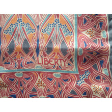 Load image into Gallery viewer, Vintage Large Silk Scarf By Liberty Of London In &#39;Ianthe&#39; Design In Rare Grey/Pink/Orange/Turquoise Colourway-Scarves-Brand Spanking Vintage
