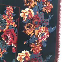 Load image into Gallery viewer, Vintage Liberty Of London Large Varuna Wool Scarf, Shawl, Wrap In Striking Design, Rose And Paeony In Black, Gold, Rust And Grey-Scarves-Brand Spanking Vintage
