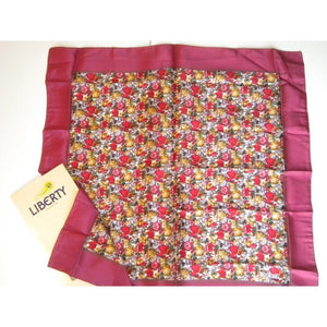 Vintage Liberty Of London Silk Scarf In Floral Design Of Pinks, Yellow And Grey, Unused And In Original Packaging-Scarves-Brand Spanking Vintage