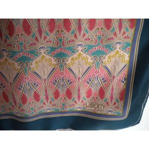 Vintage Liberty Of London Silk Scarf In Iconic 'Lanthe' Design In Green And Pink-Scarves-Brand Spanking Vintage