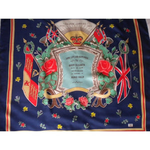 Vintage Liberty Of London Silk Scarf To Commemorate H.M.The Queen's Silver Jubilee 1952 - 1977-Scarves-Brand Spanking Vintage