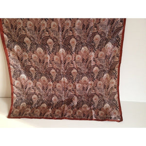 Vintage Liberty Of London Unworn Small Silk Scarf In Iconic 'Hera' Design In Rust And Taupe On A Black Background-Scarves-Brand Spanking Vintage
