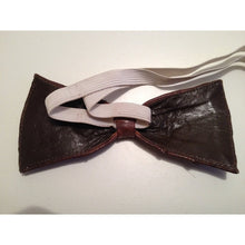 Load image into Gallery viewer, Vintage Unused Exotic Skin Bow Tie Backed In Black Leather-Accessories, For Him-Brand Spanking Vintage
